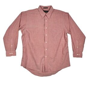 David Taylor Men's 16.5 32/33 Red Salmon Long Sleeve Button Up Dress Shirt